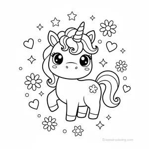 Coloriage Kawaii Licornes #30