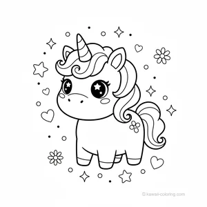 Coloriage Kawaii Licornes #27
