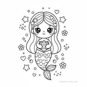 Coloriage Kawaii Mermaids #18