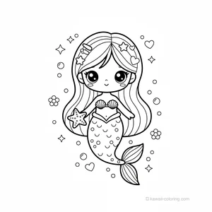 Coloriage Kawaii Mermaids #10