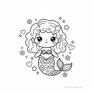 Coloriage Kawaii Mermaids #11