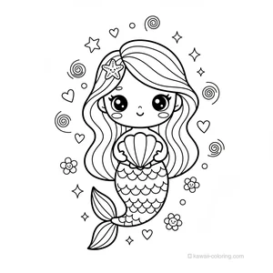 Coloriage Kawaii Mermaids #16