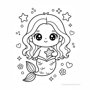 Coloriage Kawaii Mermaids #7