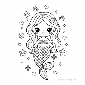Coloriage Kawaii Mermaids #12