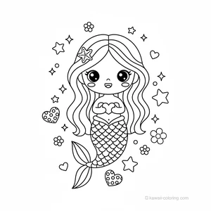 Coloriage Kawaii Mermaids #17