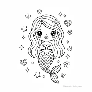 Coloriage Kawaii Mermaids #20