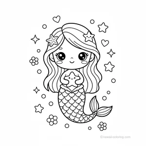 Coloriage Kawaii Mermaids #13