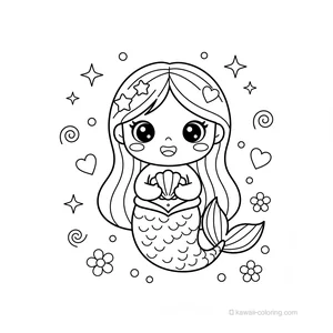 Coloriage Kawaii Mermaids #15