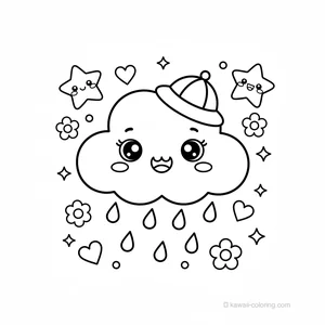 Coloriage Kawaii Météo Kawaii #14