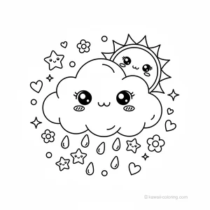 Coloriage Kawaii Météo Kawaii #18