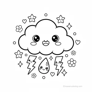 Coloriage Kawaii Météo Kawaii #19