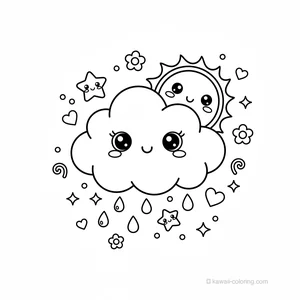 Coloriage Kawaii Météo Kawaii #11