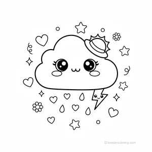 Coloriage Kawaii Météo Kawaii #12