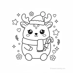 Coloriage Kawaii Noël Kawaii #19