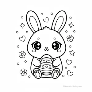 Coloriage Kawaii Pâques Kawaii #14