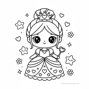 Coloriage Kawaii Princesses Kawaii #25