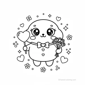 Coloriage Kawaii Saint-Valentin Kawaii #11