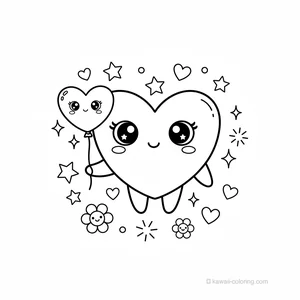 Coloriage Kawaii Saint-Valentin Kawaii #13
