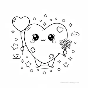 Coloriage Kawaii Saint-Valentin Kawaii #20