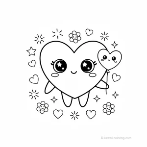 Coloriage Kawaii Saint-Valentin Kawaii #17