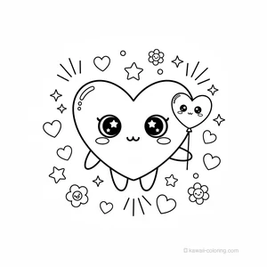 Coloriage Kawaii Saint-Valentin Kawaii #14