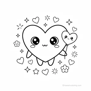 Coloriage Kawaii Saint-Valentin Kawaii #12
