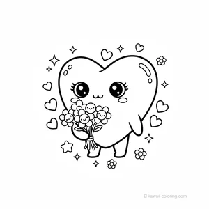 Coloriage Kawaii Saint-Valentin Kawaii #16