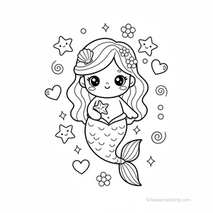 Coloriage Kawaii Sirènes #22