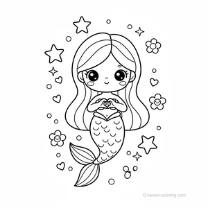 Coloriage Kawaii Sirènes #27