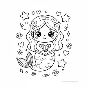 Coloriage Kawaii Sirènes #24