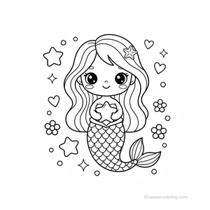 Coloriage Kawaii Sirènes #26