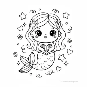 Coloriage Kawaii Sirènes #23