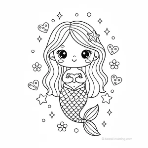 Coloriage Kawaii Sirènes #21