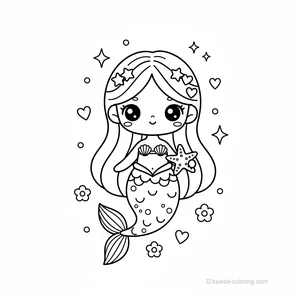 Coloriage Kawaii Sirènes #28