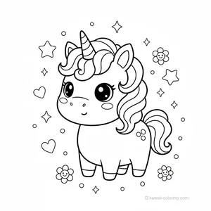 Coloriage Kawaii Unicorns #8