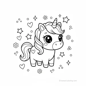 Coloriage Kawaii Unicorns #15