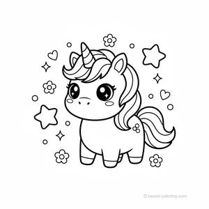 Coloriage Kawaii Unicorns #17