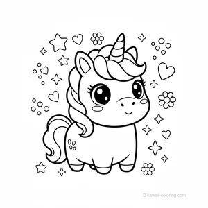 Coloriage Kawaii Unicorns #13