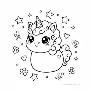 Coloriage Kawaii Unicorns #16