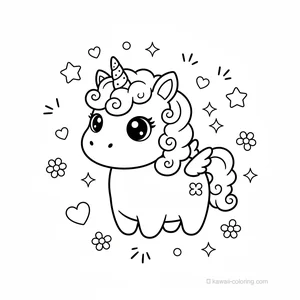 Coloriage Kawaii Unicorns #9