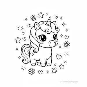Coloriage Kawaii Unicorns #12