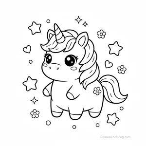 Coloriage Kawaii Unicorns #7