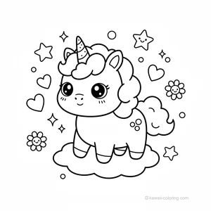 Coloriage Kawaii Unicorns #19