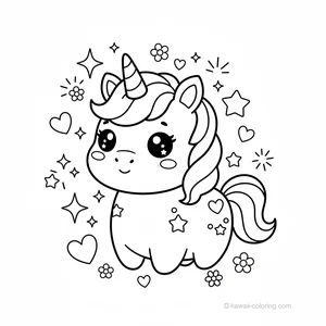 Coloriage Kawaii Unicorns #18