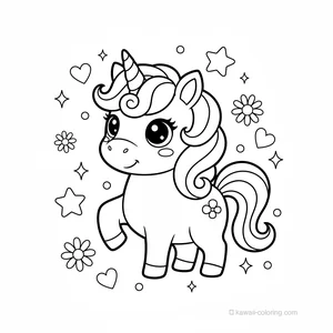 Coloriage Kawaii Unicorns #11