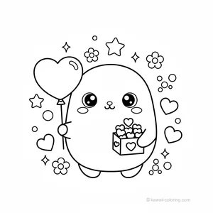 Coloriage Kawaii Valentine Kawaii #9