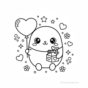 Coloriage Kawaii Valentine Kawaii #1