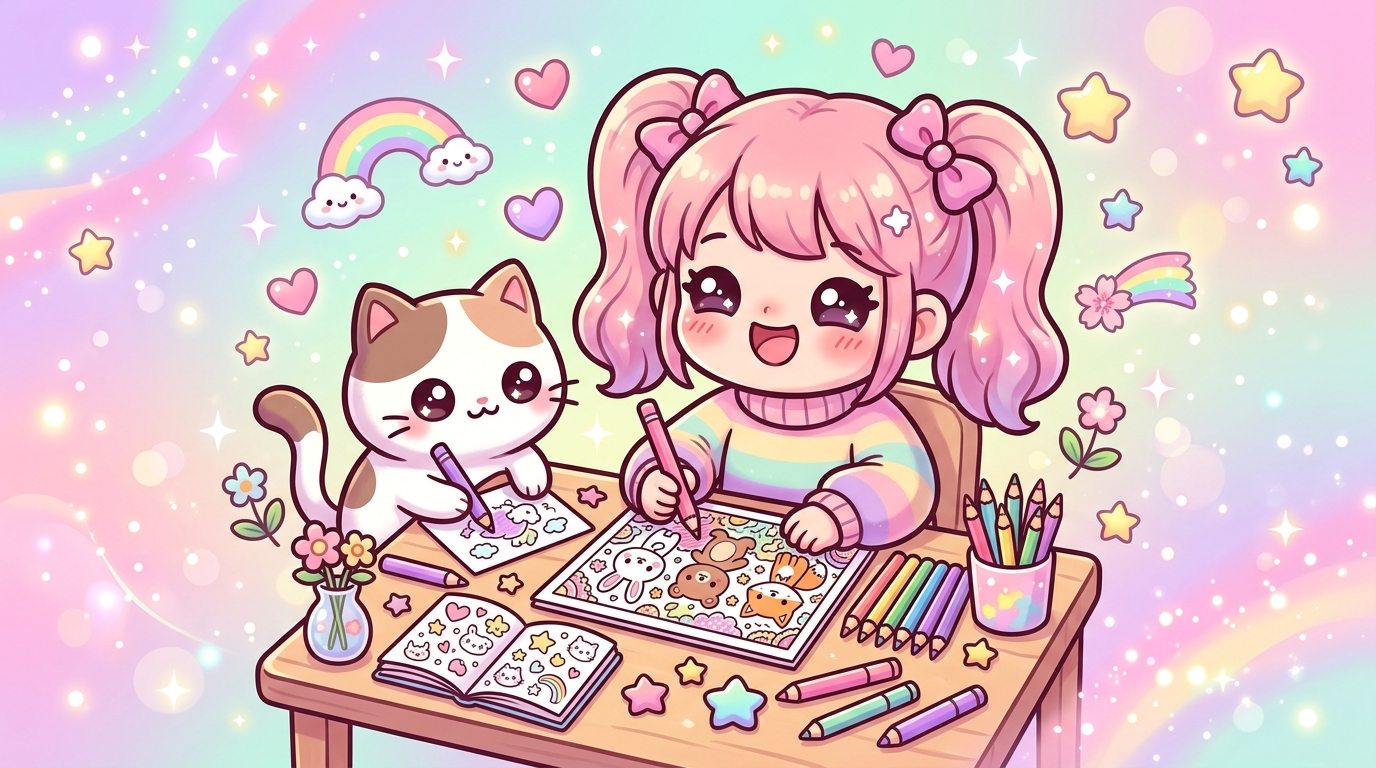 Coloriage kawaii adulte : relaxez-vous avec l'art-thérapie