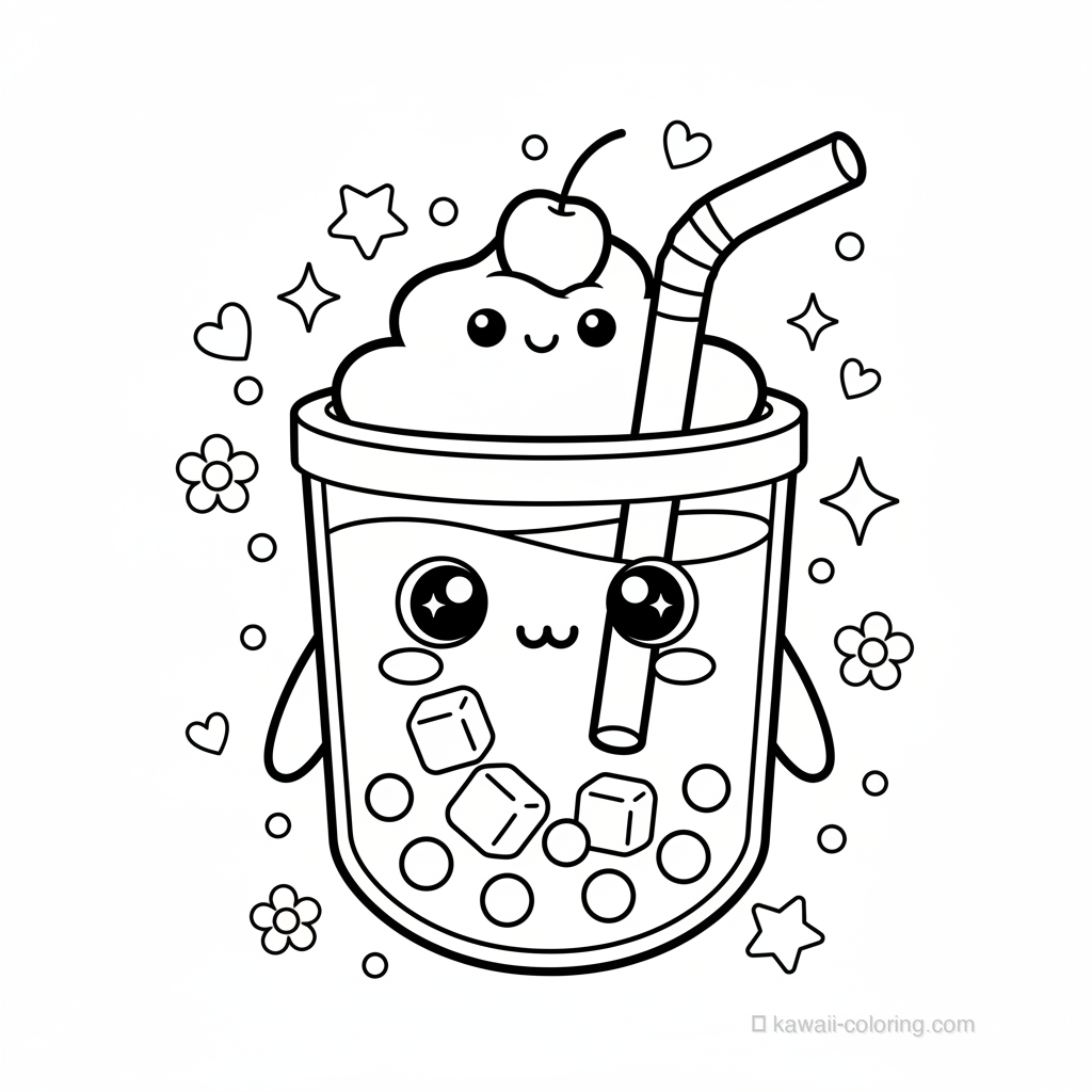 Coloriage Kawaii Boissons Kawaii #25