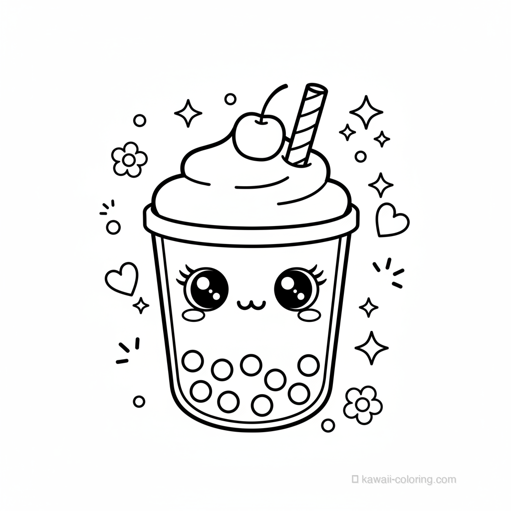 Kawaii Kawaii Drinks Coloring Page #26